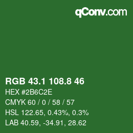 カラーコード: RGB 43.1 108.8 46 | qconv.com