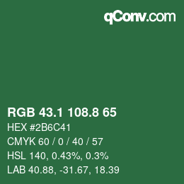 カラーコード: RGB 43.1 108.8 65 | qconv.com