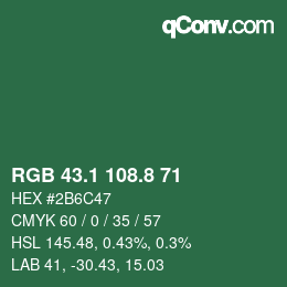 カラーコード: RGB 43.1 108.8 71 | qconv.com
