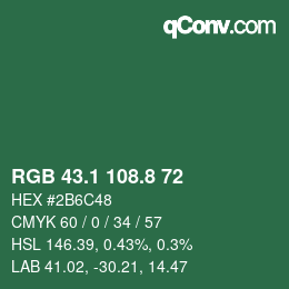 Color code: RGB 43.1 108.8 72 | qconv.com