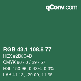Color code: RGB 43.1 108.8 77 | qconv.com