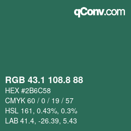 カラーコード: RGB 43.1 108.8 88 | qconv.com