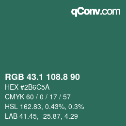 カラーコード: RGB 43.1 108.8 90 | qconv.com