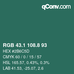 Color code: RGB 43.1 108.8 93 | qconv.com