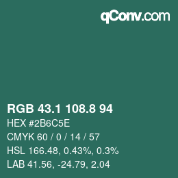 カラーコード: RGB 43.1 108.8 94 | qconv.com