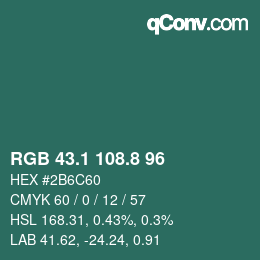 Color code: RGB 43.1 108.8 96 | qconv.com