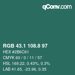 Color code: RGB 43.1 108.8 97 | qconv.com