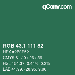カラーコード: RGB 43.1 111 82 | qconv.com