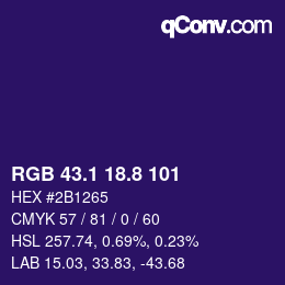 カラーコード: RGB 43.1 18.8 101 | qconv.com