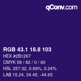 カラーコード: RGB 43.1 18.8 103 | qconv.com