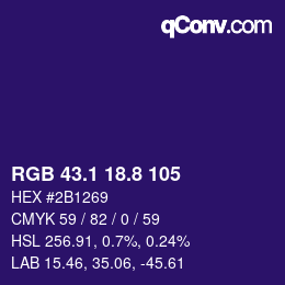 カラーコード: RGB 43.1 18.8 105 | qconv.com