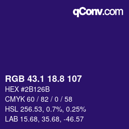 カラーコード: RGB 43.1 18.8 107 | qconv.com