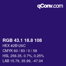 カラーコード: RGB 43.1 18.8 108 | qconv.com