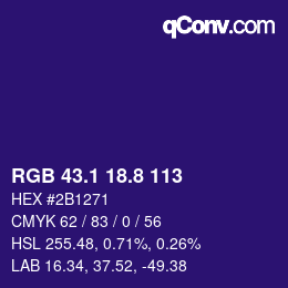 カラーコード: RGB 43.1 18.8 113 | qconv.com