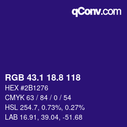 カラーコード: RGB 43.1 18.8 118 | qconv.com
