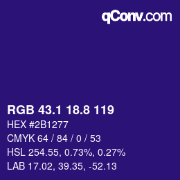 カラーコード: RGB 43.1 18.8 119 | qconv.com