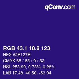 カラーコード: RGB 43.1 18.8 123 | qconv.com