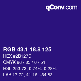 カラーコード: RGB 43.1 18.8 125 | qconv.com