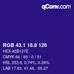 カラーコード: RGB 43.1 18.8 126 | qconv.com