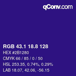 カラーコード: RGB 43.1 18.8 128 | qconv.com