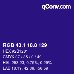 カラーコード: RGB 43.1 18.8 129 | qconv.com