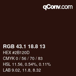 カラーコード: RGB 43.1 18.8 13 | qconv.com
