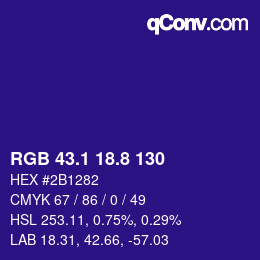 カラーコード: RGB 43.1 18.8 130 | qconv.com