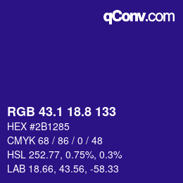 カラーコード: RGB 43.1 18.8 133 | qconv.com
