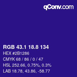 カラーコード: RGB 43.1 18.8 134 | qconv.com