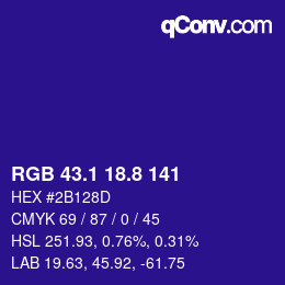 カラーコード: RGB 43.1 18.8 141 | qconv.com