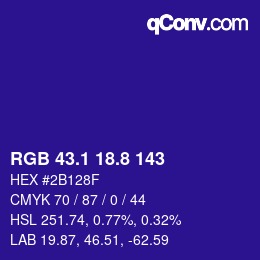 カラーコード: RGB 43.1 18.8 143 | qconv.com
