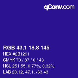 カラーコード: RGB 43.1 18.8 145 | qconv.com