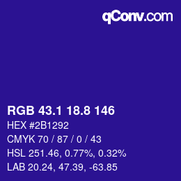 カラーコード: RGB 43.1 18.8 146 | qconv.com