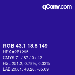 カラーコード: RGB 43.1 18.8 149 | qconv.com