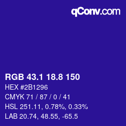 カラーコード: RGB 43.1 18.8 150 | qconv.com
