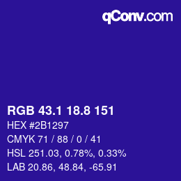 カラーコード: RGB 43.1 18.8 151 | qconv.com