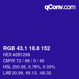 カラーコード: RGB 43.1 18.8 152 | qconv.com