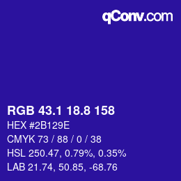 カラーコード: RGB 43.1 18.8 158 | qconv.com