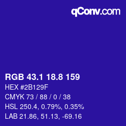 カラーコード: RGB 43.1 18.8 159 | qconv.com