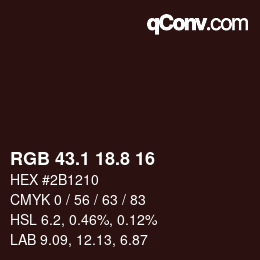 Color code: RGB 43.1 18.8 16 | qconv.com