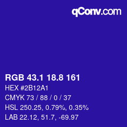 カラーコード: RGB 43.1 18.8 161 | qconv.com