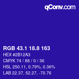 カラーコード: RGB 43.1 18.8 163 | qconv.com