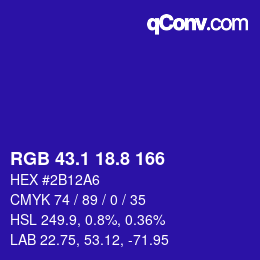 カラーコード: RGB 43.1 18.8 166 | qconv.com