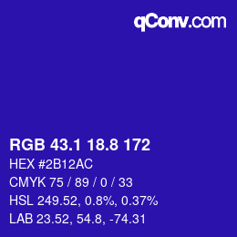 カラーコード: RGB 43.1 18.8 172 | qconv.com