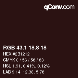 カラーコード: RGB 43.1 18.8 18 | qconv.com