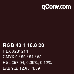 Color code: RGB 43.1 18.8 20 | qconv.com