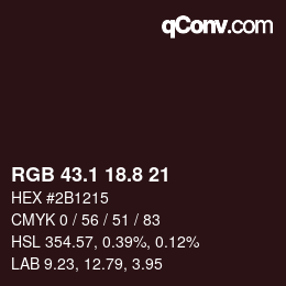 Code couleur: RGB 43.1 18.8 21 | qconv.com