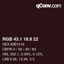 Color code: RGB 43.1 18.8 22 | qconv.com