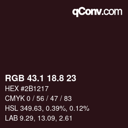 カラーコード: RGB 43.1 18.8 23 | qconv.com