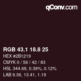 Color code: RGB 43.1 18.8 25 | qconv.com
